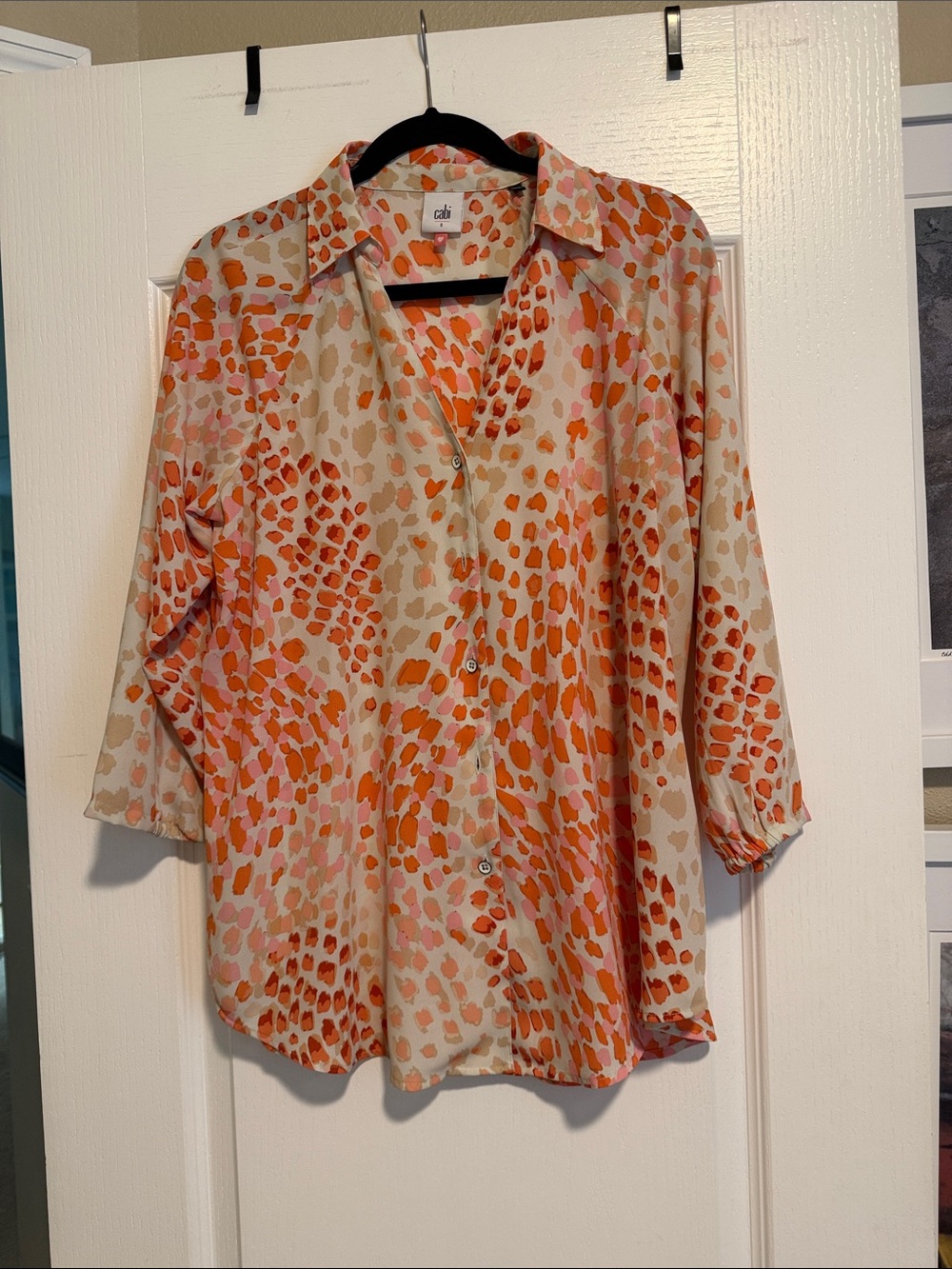 CAbi Cream, Orange & Pink Printed Button-Down Shirt